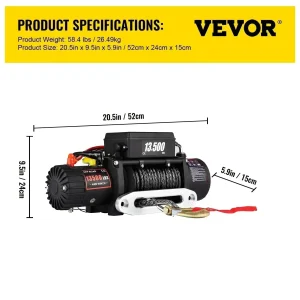 Sihao 13500LBS Electric Truck Winch 12vElectric Winch